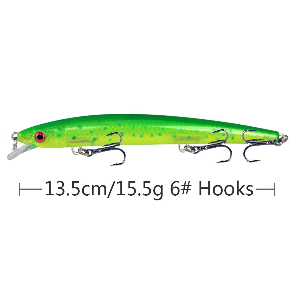 Minnow Fishing Lure 13.5cm 15.5g Floating Artificial Hard Bait Bass Wobblers Lures Crankbait Pike Treble Hooks tackle