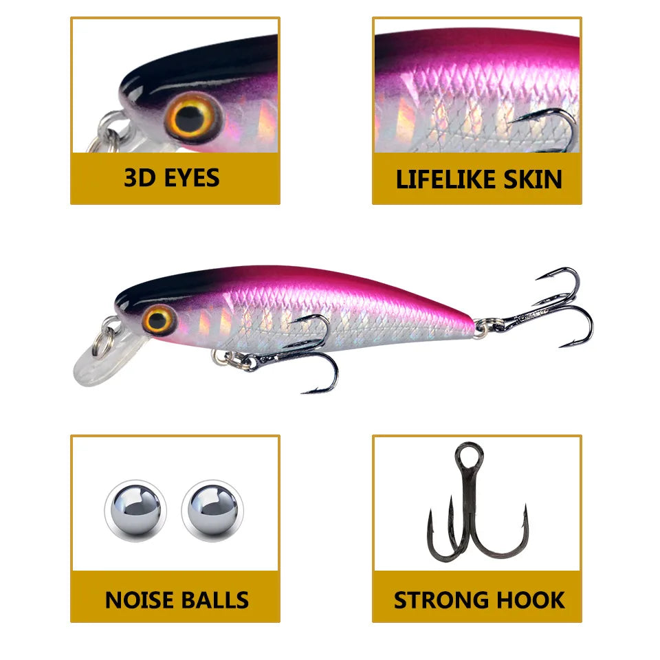 1PCS Quality Wobblers 6.5cm 4.5g Trolling Minnow Fishing Lure on Pike Pesca Artificial Hard Crankbait Fish Bait Peche Carp