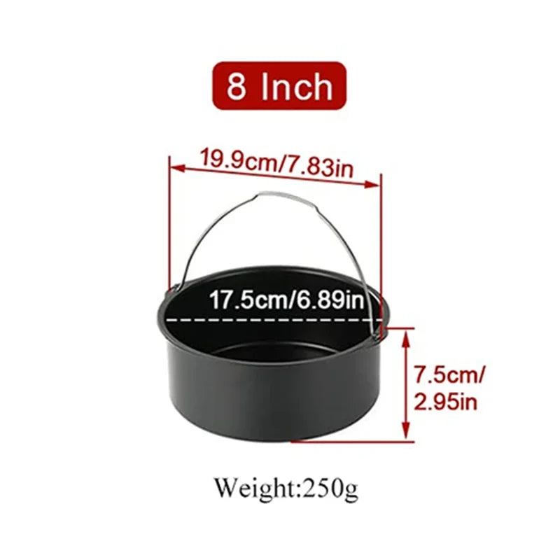 6/7/8 Inch Round Cake Mold Non Stick Baking Pan Tray Molds Air Fryer Basket with Handles Bakeware Kitchen Pizza Oven Baking Pans