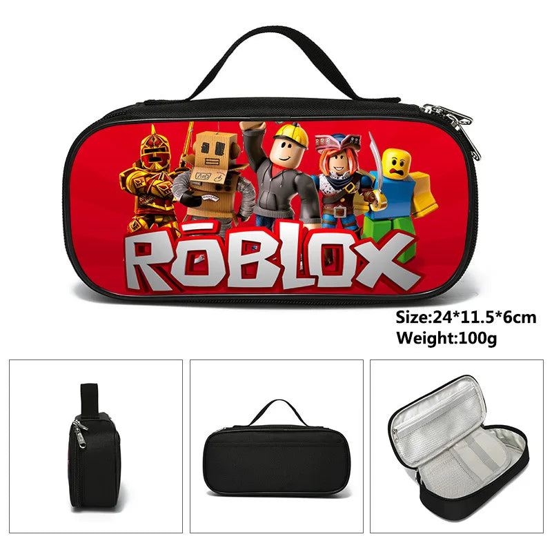 ROBLOX Primary School Pencil Bag Children's Pencil Case Stationery Box Anime Kawaii Cartoon School Bag Mochila