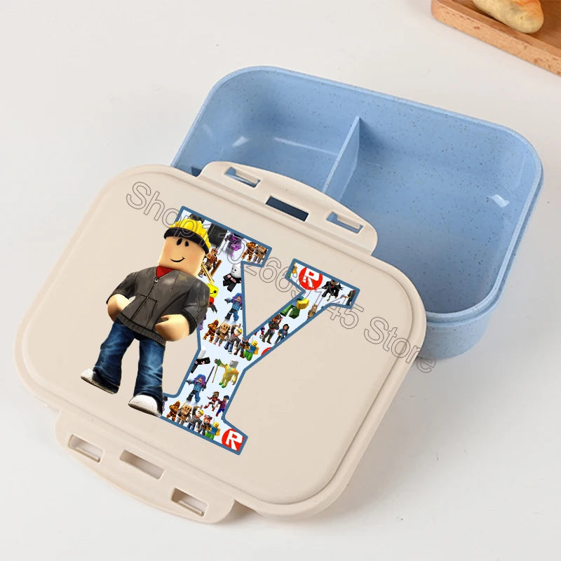 New Roblox Bento Lunch Box Cartoon Letter A-Z Printed Food Storage Containers Kids Boys Lunch Box Children Birthday Gifts