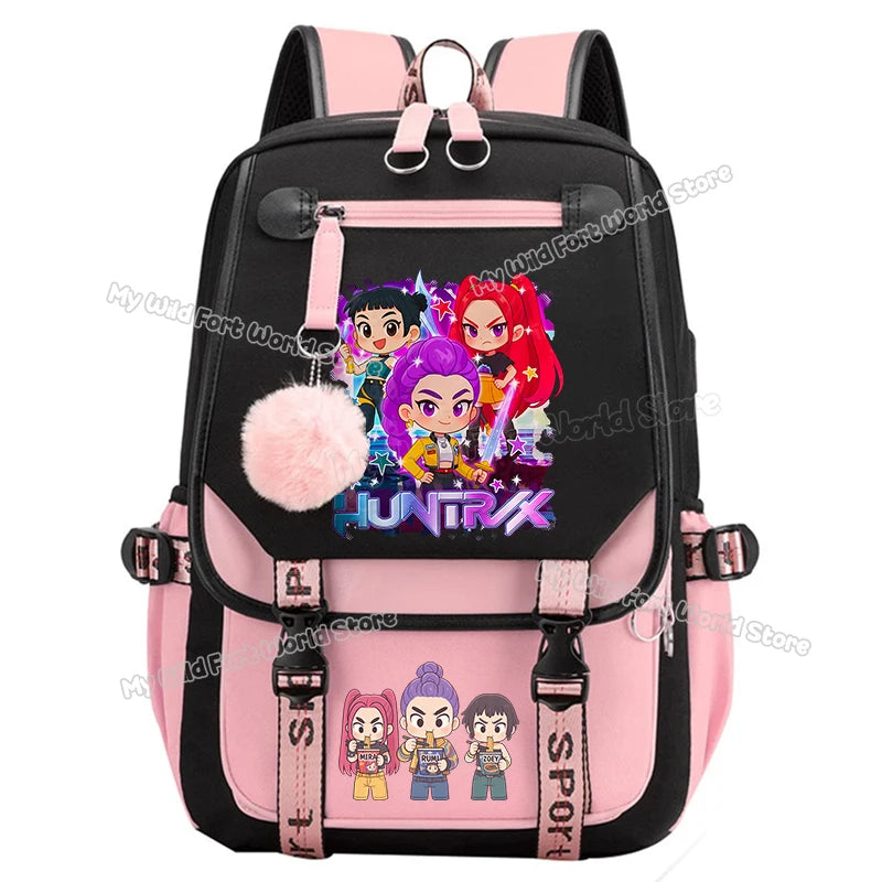 Kpop Demon Hunters School Backpack Hot Movie Girl Student Knapsack Anime Cartoon High Capacity Schoolbag Teen Casual Rucksack