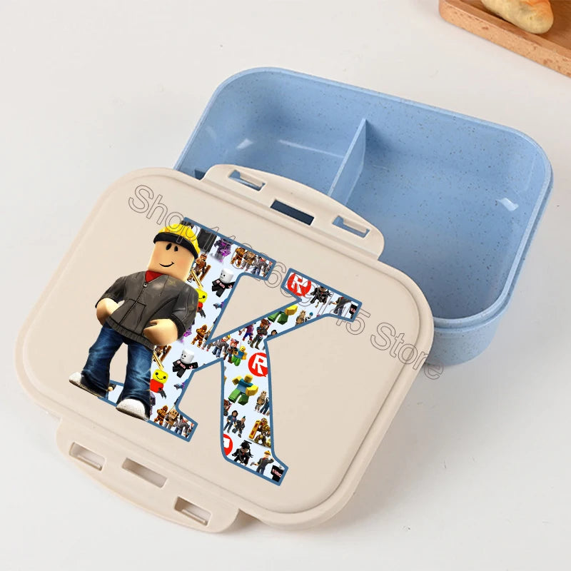 New Roblox Bento Lunch Box Cartoon Letter A-Z Printed Food Storage Containers Kids Boys Lunch Box Children Birthday Gifts