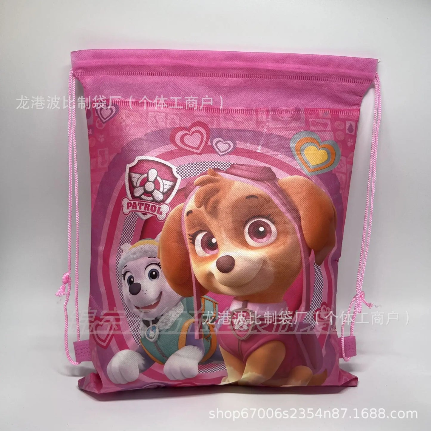 Paw Patrols Drawstring Backpack Cute Skye Puppy Draw String Bags Double Sided Non-woven Fabric Handbag Portable Organizers Pouch