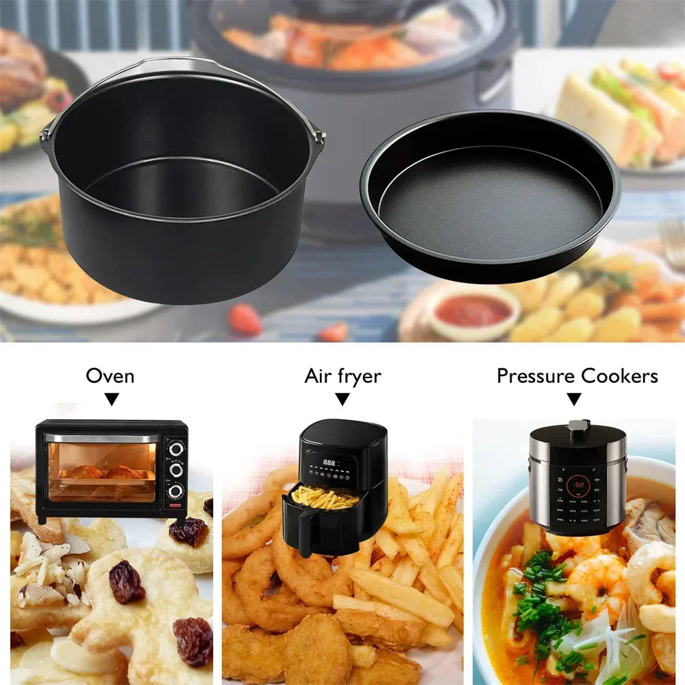 6/7/8 Inch Round Cake Mold Non Stick Baking Pan Tray Molds Air Fryer Basket with Handles Bakeware Kitchen Pizza Oven Baking Pans