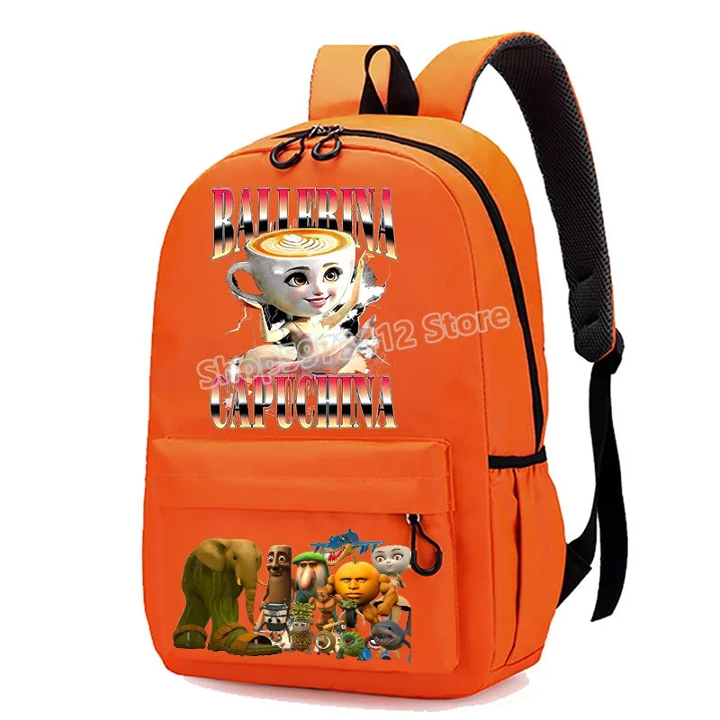 Italian Brainrot Knapsack Large Capacity Backpack Men Cartoon Meme Schoolbag Tung Sahur Funny Fashion Back To School Animal Bags