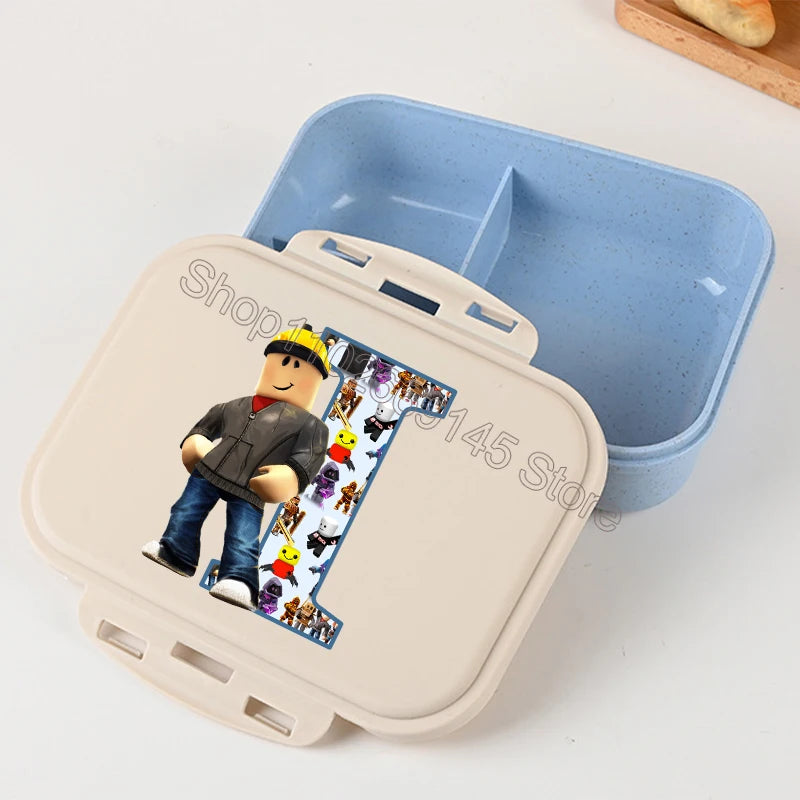New Roblox Bento Lunch Box Cartoon Letter A-Z Printed Food Storage Containers Kids Boys Lunch Box Children Birthday Gifts