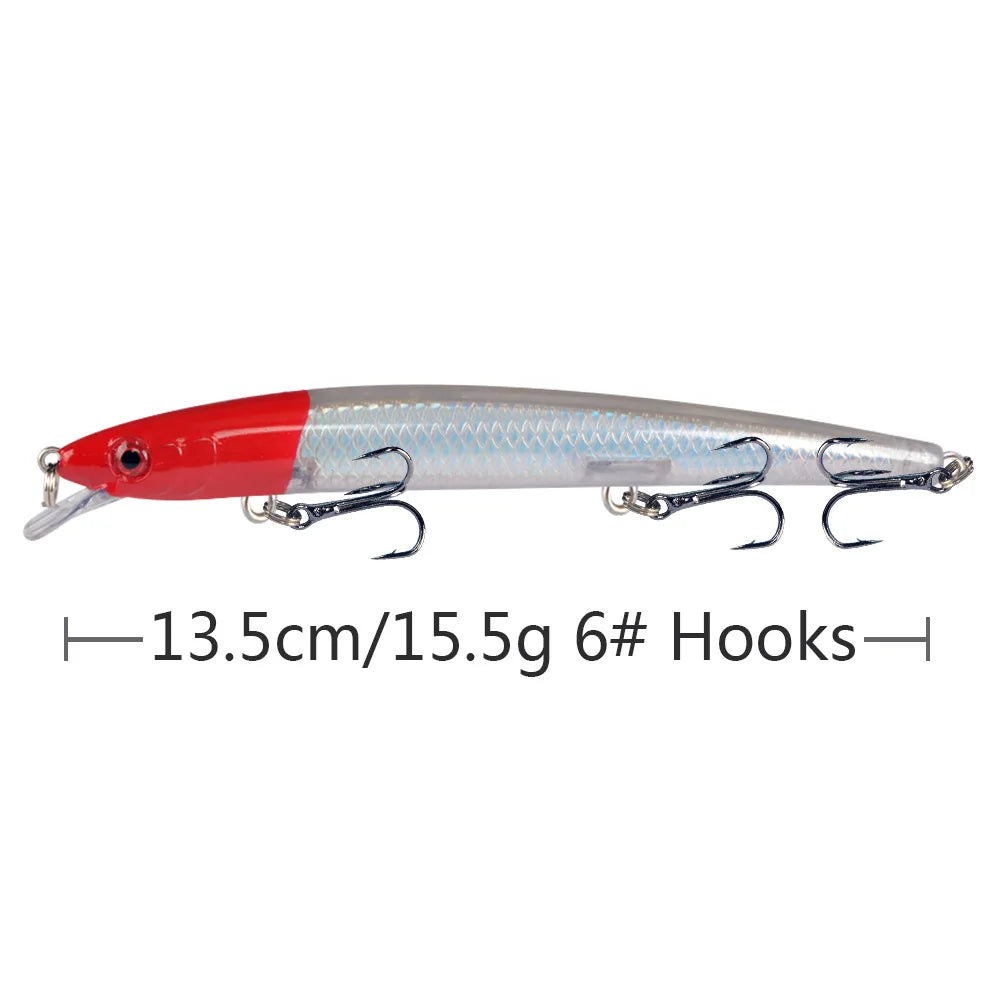 Minnow Fishing Lure 13.5cm 15.5g Floating Artificial Hard Bait Bass Wobblers Lures Crankbait Pike Treble Hooks tackle