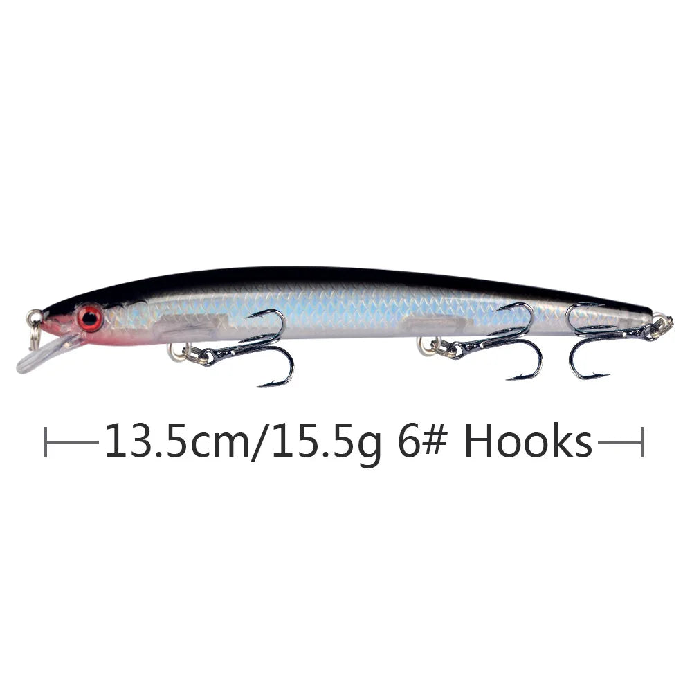 Minnow Fishing Lure 13.5cm 15.5g Floating Artificial Hard Bait Bass Wobblers Lures Crankbait Pike Treble Hooks tackle