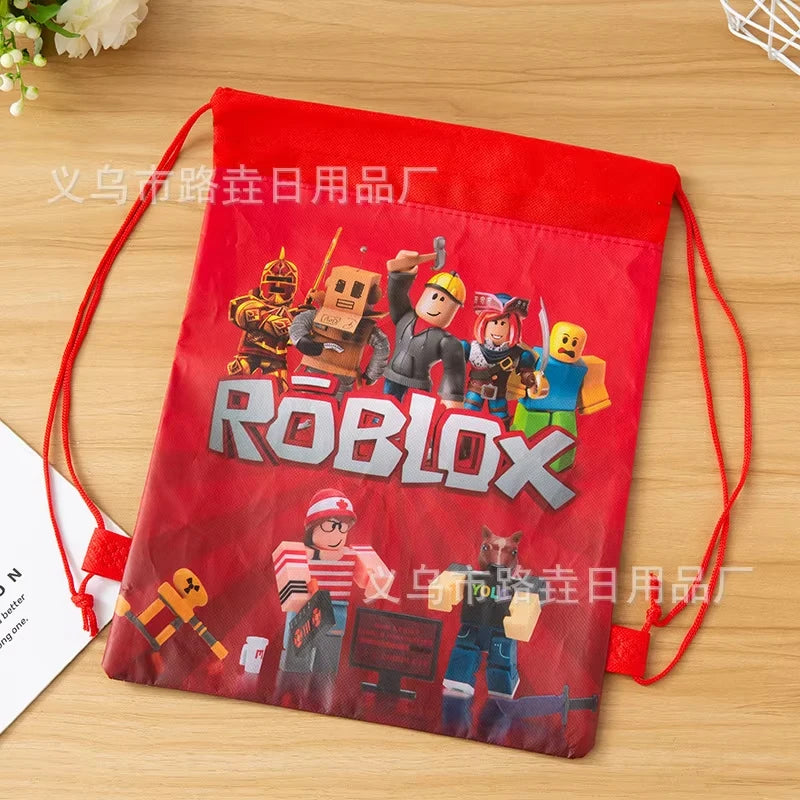 Roblox Drawstring Pocket Cartoon Tie Pocket Anime Gift Bag Children Backpack Travel Storage Bag Organizer Party Favors Gift