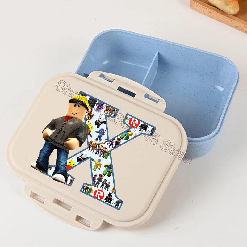 New Roblox Bento Lunch Box Cartoon Letter A-Z Printed Food Storage Containers Kids Boys Lunch Box Children Birthday Gifts