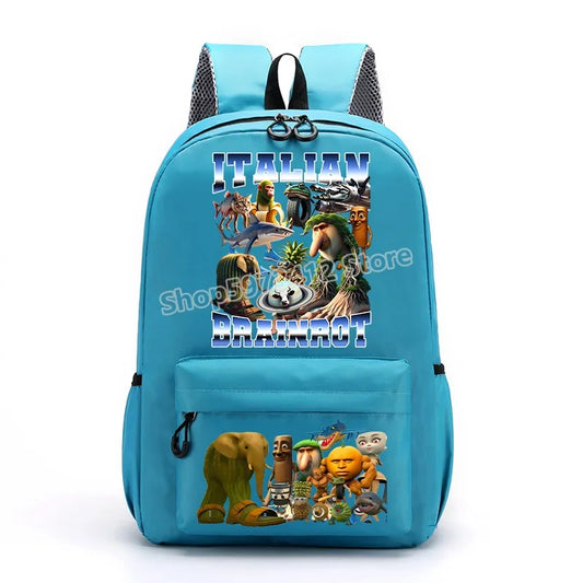 Italian Brainrot Knapsack Large Capacity Backpack Men Cartoon Meme Schoolbag Tung Sahur Funny Fashion Back To School Animal Bags