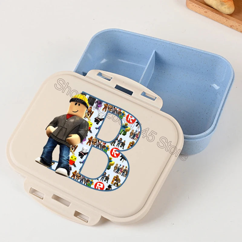 New Roblox Bento Lunch Box Cartoon Letter A-Z Printed Food Storage Containers Kids Boys Lunch Box Children Birthday Gifts