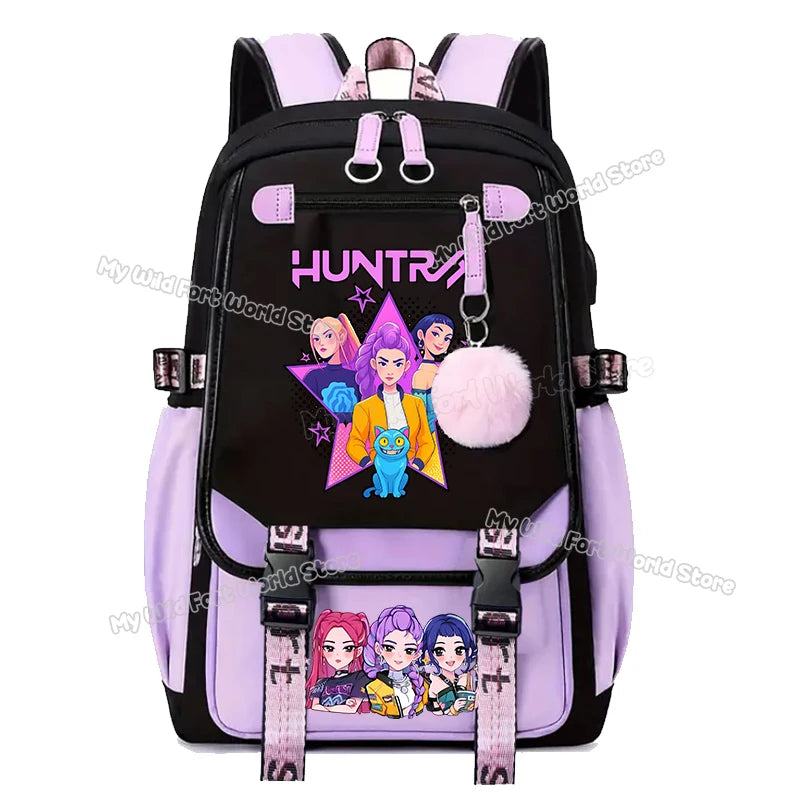 Kpop Demon Hunters School Backpack Hot Movie Girl Student Knapsack Anime Cartoon High Capacity Schoolbag Teen Casual Rucksack