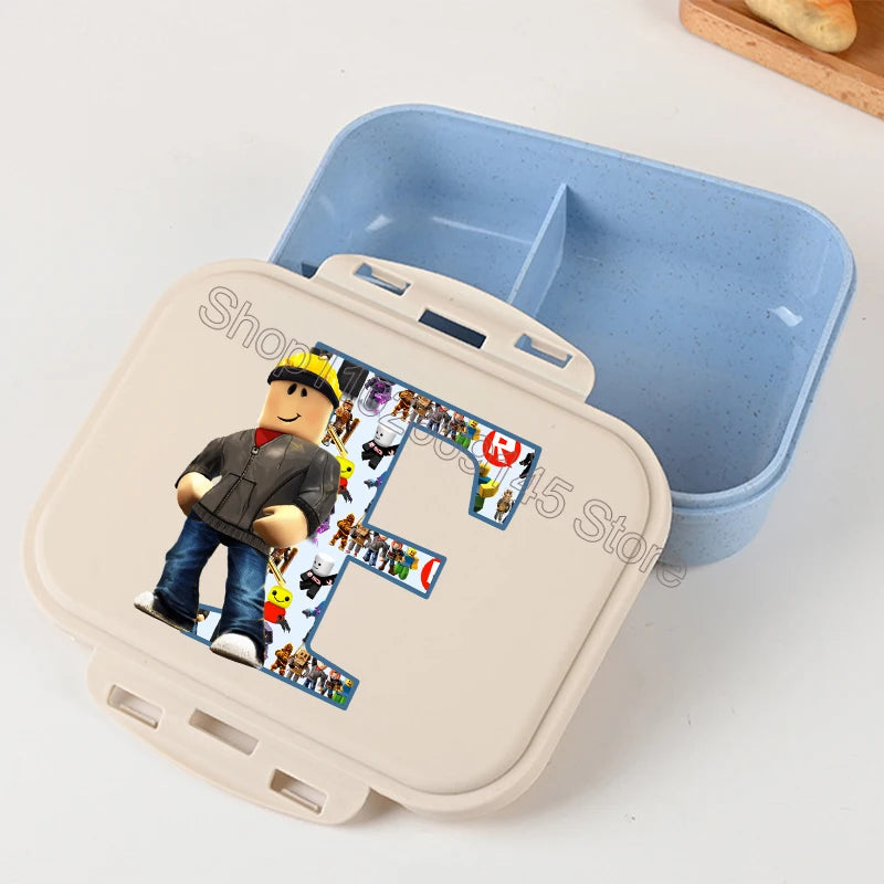 New Roblox Bento Lunch Box Cartoon Letter A-Z Printed Food Storage Containers Kids Boys Lunch Box Children Birthday Gifts