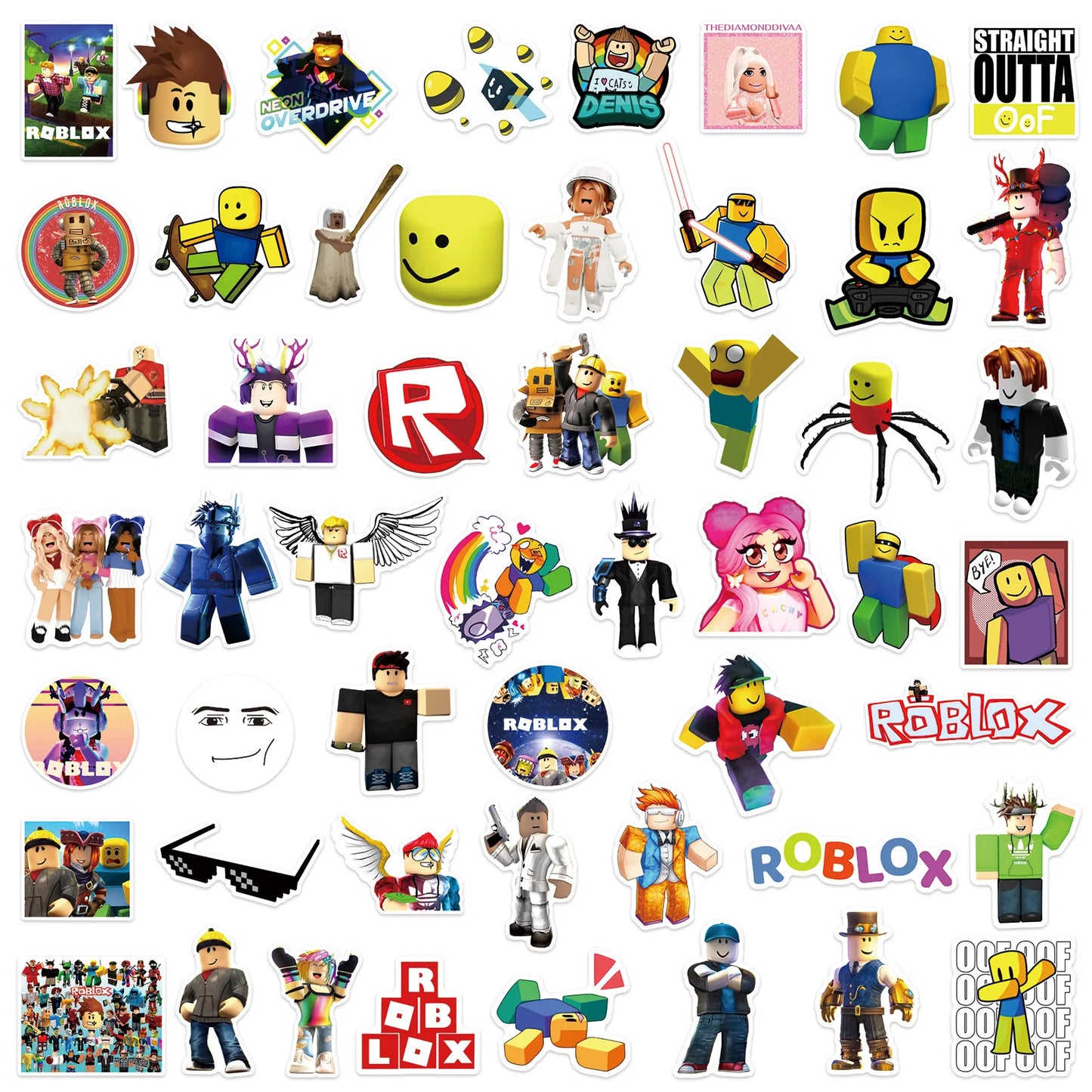50pcs ROBLOX Stickers Party Kid Sticker Cartoon Skateboard Fridge Graffiti Suitcase Phone Notebook Sticker Kid Birthday Gift