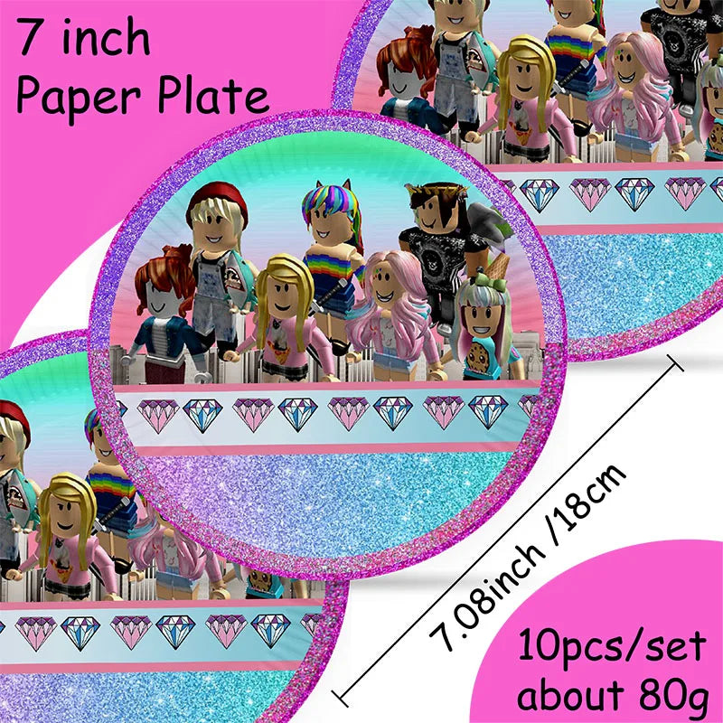 Roblox Birthday Party Decorations Supplie Roblox Celebration Party Plate Honeycomb Disposable Tableware Cup Plate Baby Shower