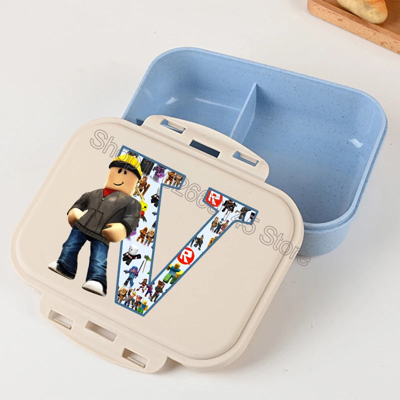 New Roblox Bento Lunch Box Cartoon Letter A-Z Printed Food Storage Containers Kids Boys Lunch Box Children Birthday Gifts