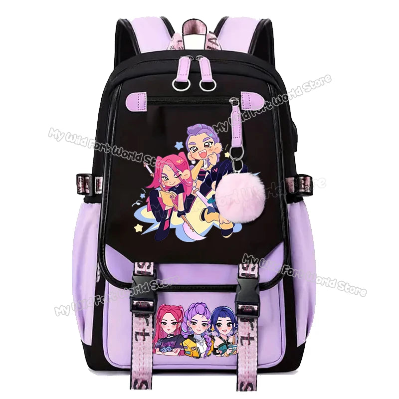 Kpop Demon Hunters School Backpack Hot Movie Girl Student Knapsack Anime Cartoon High Capacity Schoolbag Teen Casual Rucksack
