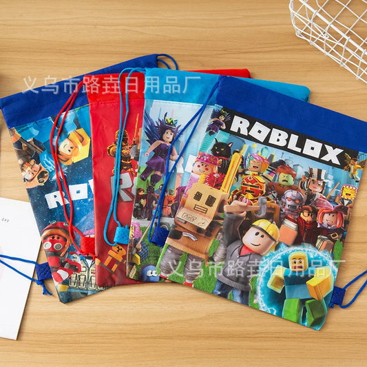 Roblox Drawstring Pocket Cartoon Tie Pocket Anime Gift Bag Children Backpack Travel Storage Bag Organizer Party Favors Gift