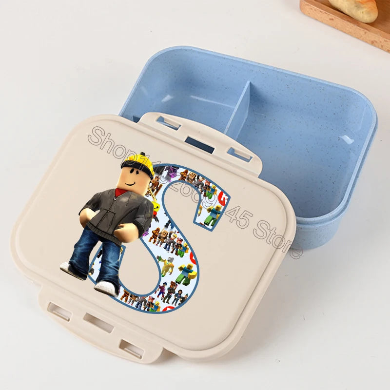 New Roblox Bento Lunch Box Cartoon Letter A-Z Printed Food Storage Containers Kids Boys Lunch Box Children Birthday Gifts