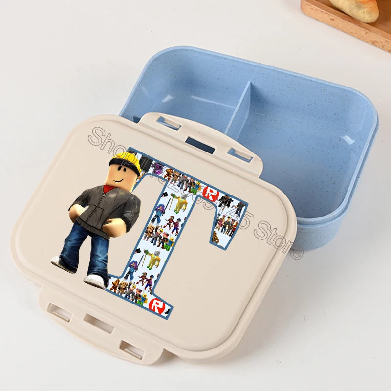 New Roblox Bento Lunch Box Cartoon Letter A-Z Printed Food Storage Containers Kids Boys Lunch Box Children Birthday Gifts