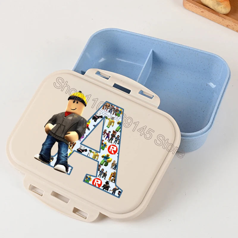 New Roblox Bento Lunch Box Cartoon Letter A-Z Printed Food Storage Containers Kids Boys Lunch Box Children Birthday Gifts