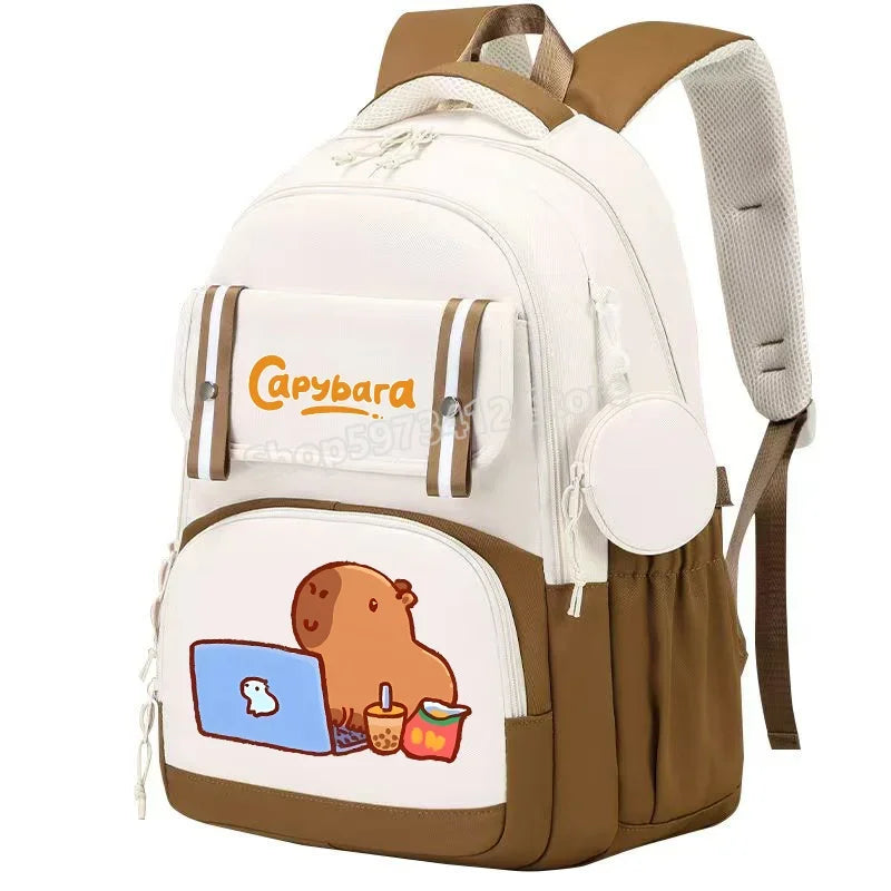 Kawaii Capybara Backpack Large Capacity Travel Y2k Bag Teenagers Student Boys Girls Fashion Rucksacks Back To School Kids Gifts