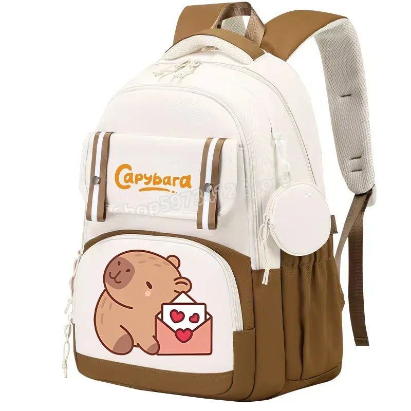 Kawaii Capybara Backpack Large Capacity Travel Y2k Bag Teenagers Student Boys Girls Fashion Rucksacks Back To School Kids Gifts