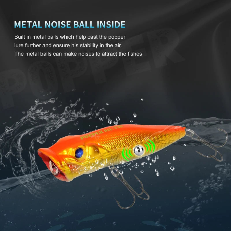 Fishing Lure 12.5g 93mm Floating Popper Artificial Wobbler Hard Bait with Hook for Pike Perch Winter Swimbait Trolling Crankbait