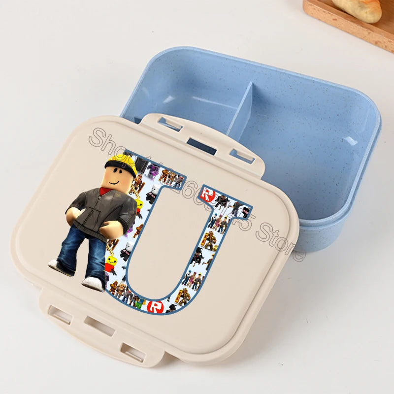 New Roblox Bento Lunch Box Cartoon Letter A-Z Printed Food Storage Containers Kids Boys Lunch Box Children Birthday Gifts