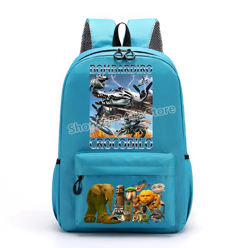 Italian Brainrot Knapsack Large Capacity Backpack Men Cartoon Meme Schoolbag Tung Sahur Funny Fashion Back To School Animal Bags
