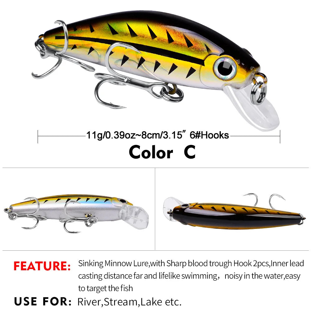 Fishing 8cm 11g Swimbaits Bass Big Fish Crankbaits Fishing Lure Floating Wobblers for Pike Minnow Lure Fishing Tackle