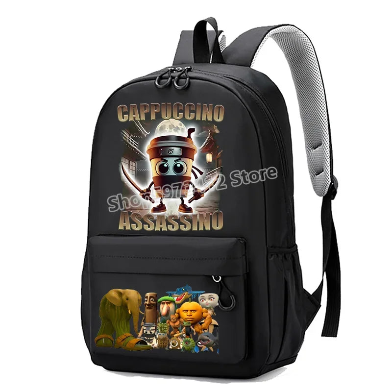 Italian Brainrot Knapsack Large Capacity Backpack Men Cartoon Meme Schoolbag Tung Sahur Funny Fashion Back To School Animal Bags