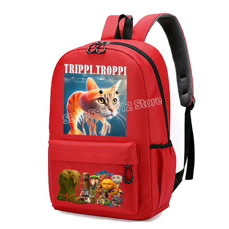 Italian Brainrot Knapsack Large Capacity Backpack Men Cartoon Meme Schoolbag Tung Sahur Funny Fashion Back To School Animal Bags