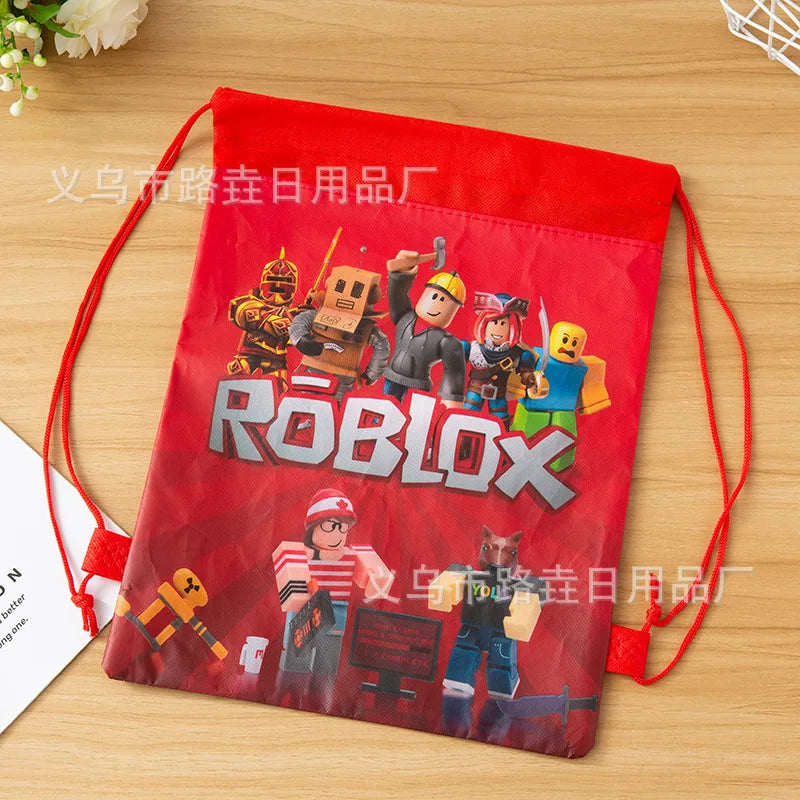 Roblox Drawstring Pocket Cartoon Tie Pocket Anime Gift Bag Children Backpack Travel Storage Bag Organizer Party Favors Gift