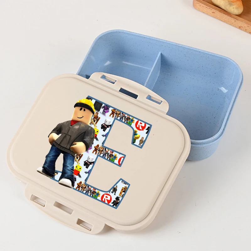 New Roblox Bento Lunch Box Cartoon Letter A-Z Printed Food Storage Containers Kids Boys Lunch Box Children Birthday Gifts