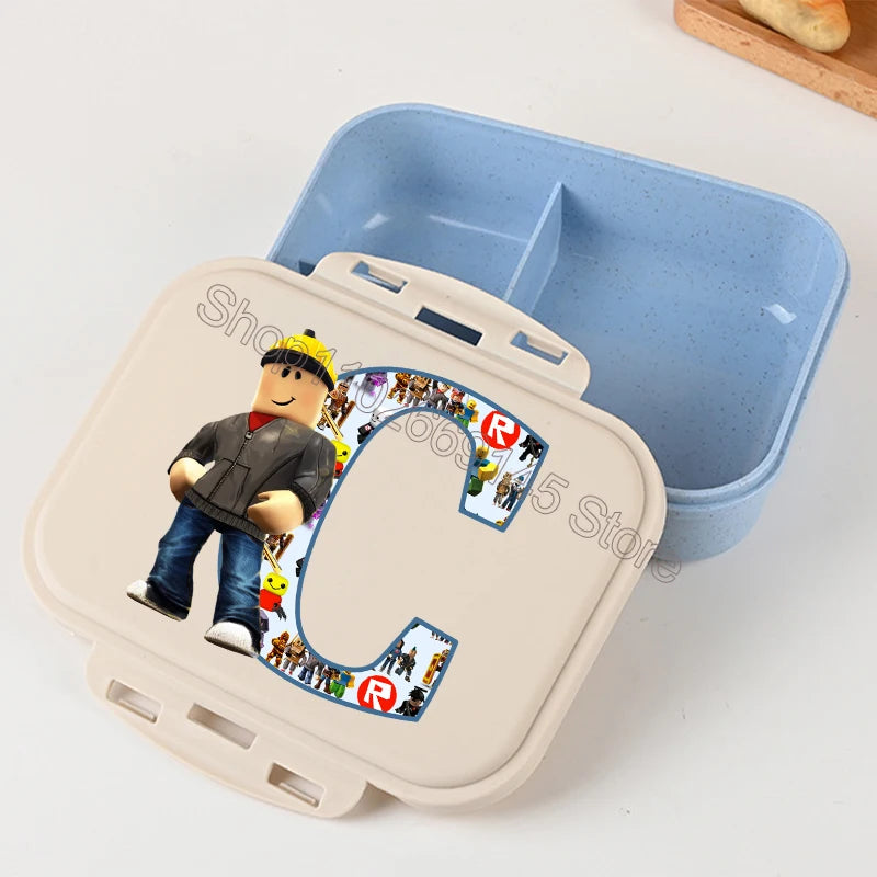 New Roblox Bento Lunch Box Cartoon Letter A-Z Printed Food Storage Containers Kids Boys Lunch Box Children Birthday Gifts