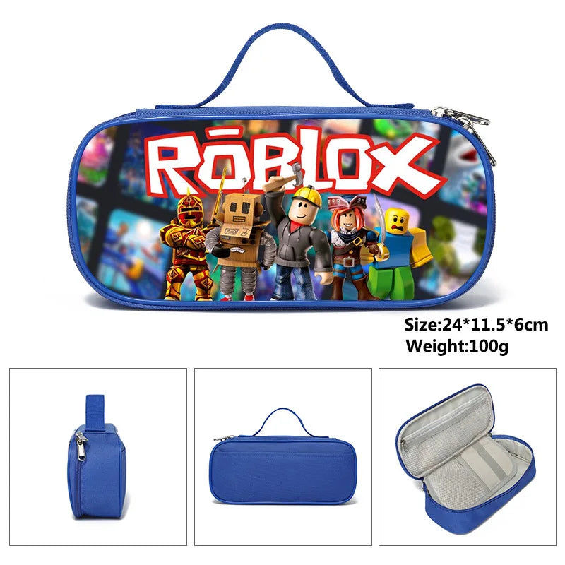 ROBLOX Primary School Pencil Bag Children's Pencil Case Stationery Box Anime Kawaii Cartoon School Bag Mochila