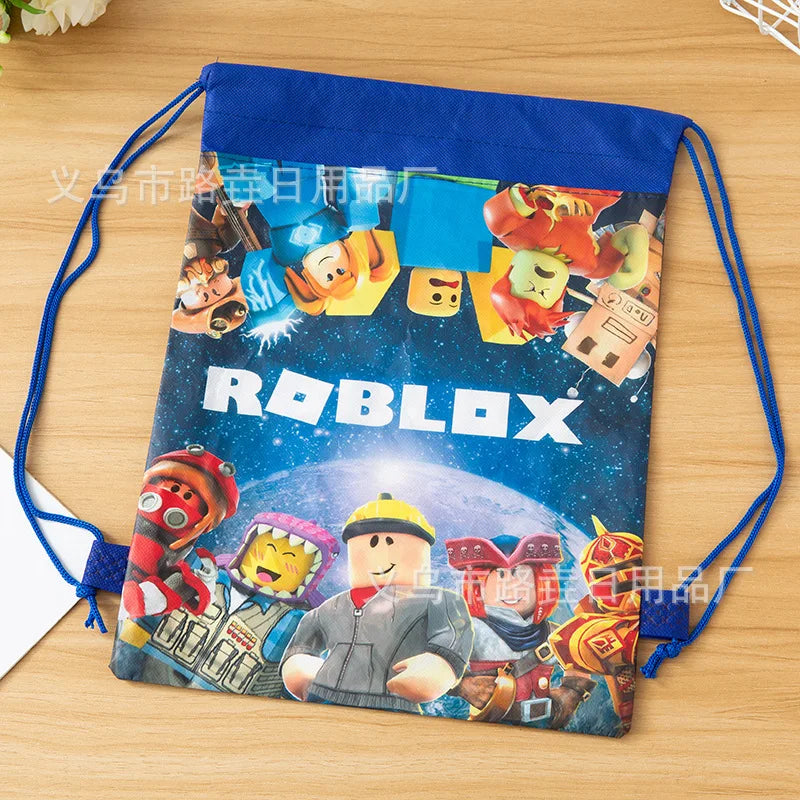 Roblox Drawstring Pocket Cartoon Tie Pocket Anime Gift Bag Children Backpack Travel Storage Bag Organizer Party Favors Gift
