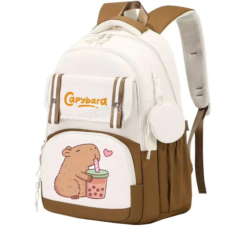 Kawaii Capybara Backpack Large Capacity Travel Y2k Bag Teenagers Student Boys Girls Fashion Rucksacks Back To School Kids Gifts