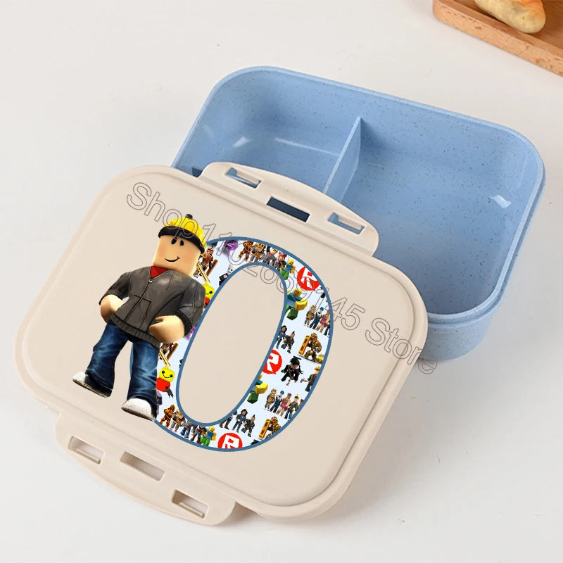 New Roblox Bento Lunch Box Cartoon Letter A-Z Printed Food Storage Containers Kids Boys Lunch Box Children Birthday Gifts