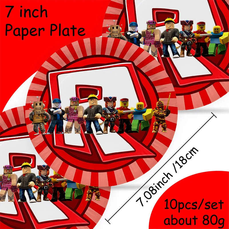 Roblox Birthday Party Decorations Supplie Roblox Celebration Party Plate Honeycomb Disposable Tableware Cup Plate Baby Shower
