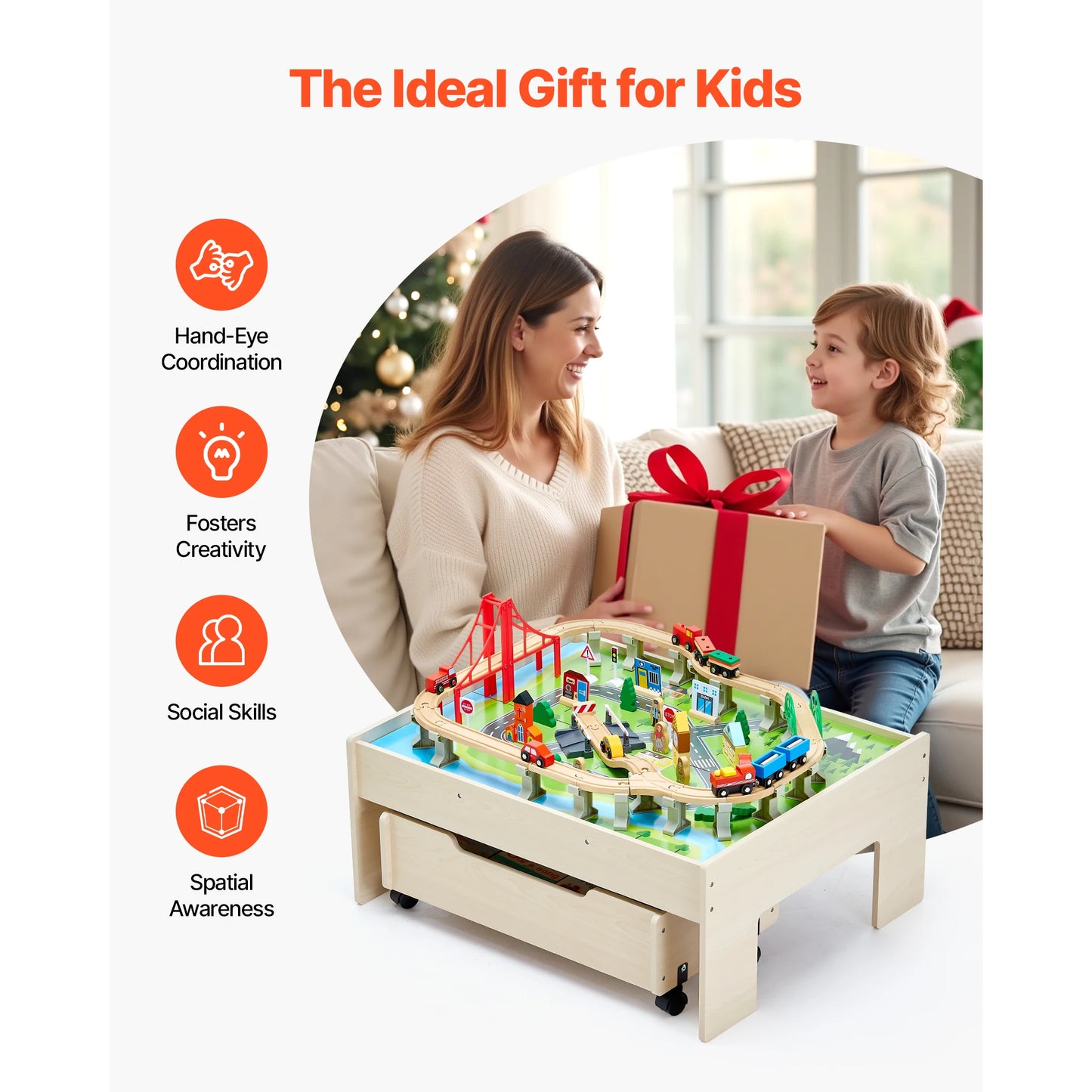 Tågbanan Bord Barn - Aktivitetsbord 100 Delar