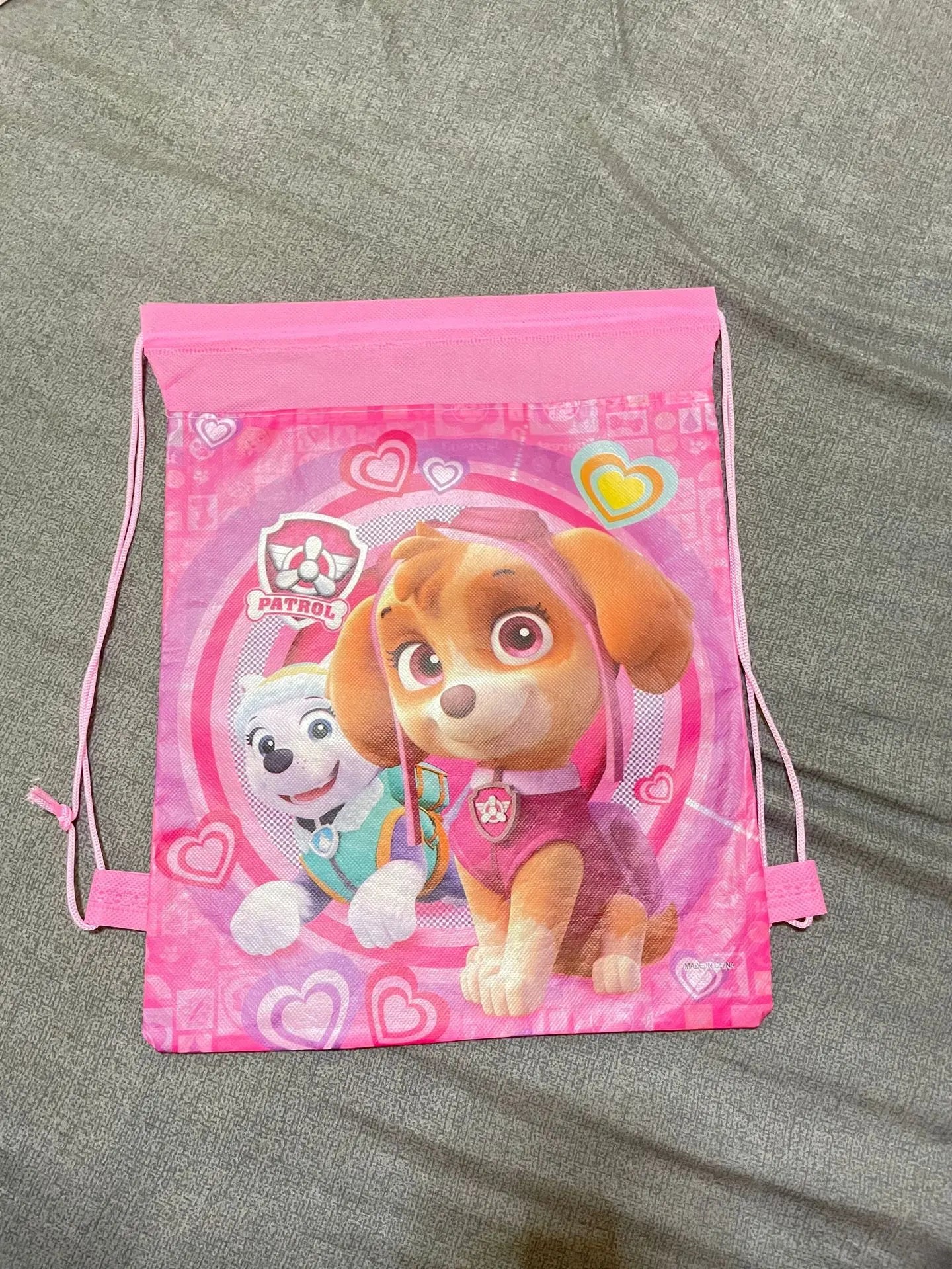 Paw Patrols Drawstring Backpack Cute Skye Puppy Draw String Bags Double Sided Non-woven Fabric Handbag Portable Organizers Pouch