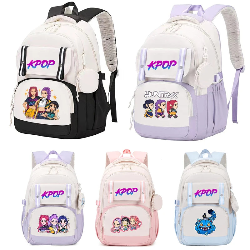 Kpop Demon Hunter Backpacks Mochilas Aestethic Backpacks for Teenager Canvas Laptop Backpack School Student Kawaii Bag Gift