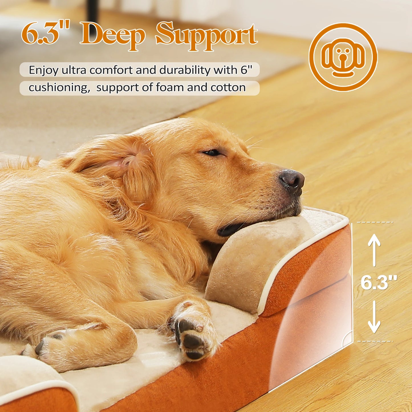 Large Dog Bed with Removable Cover, Plush Dog Sofa for Large Dogs, Washable Pet Bed with Nonskid Bottom, Pet Sleeping Mat, S-XL
