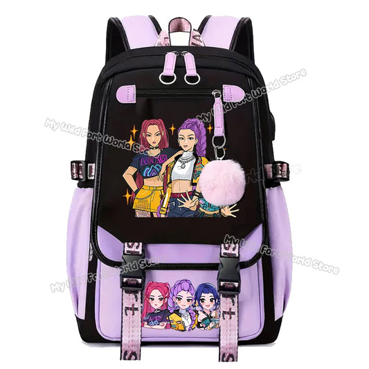Kpop Demon Hunters School Backpack Hot Movie Girl Student Knapsack Anime Cartoon High Capacity Schoolbag Teen Casual Rucksack