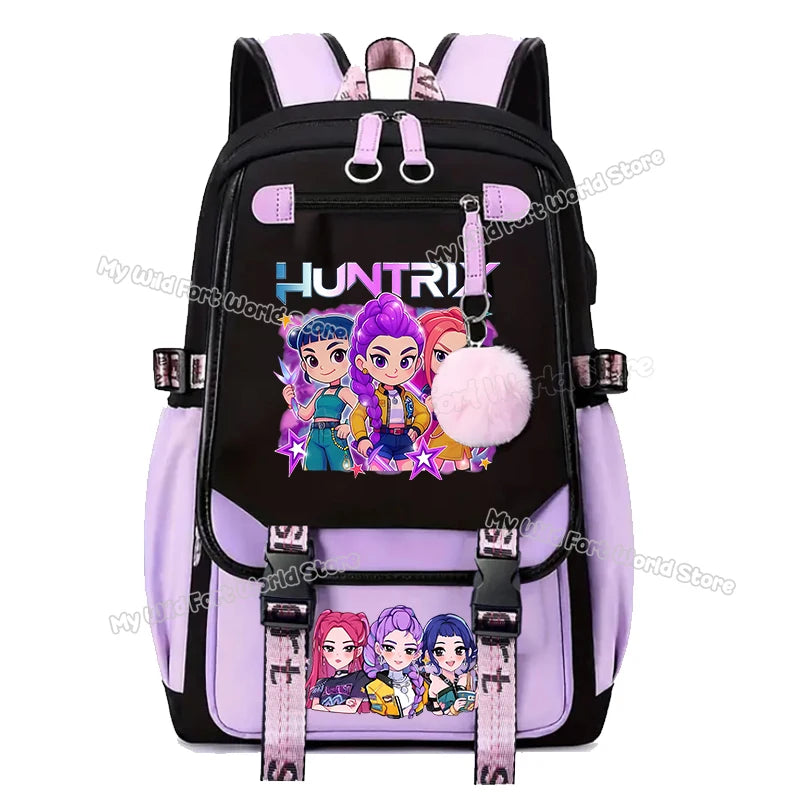 Kpop Demon Hunters School Backpack Hot Movie Girl Student Knapsack Anime Cartoon High Capacity Schoolbag Teen Casual Rucksack