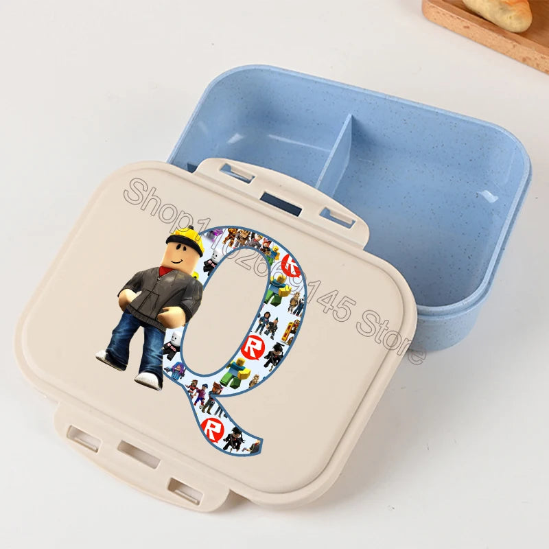 New Roblox Bento Lunch Box Cartoon Letter A-Z Printed Food Storage Containers Kids Boys Lunch Box Children Birthday Gifts
